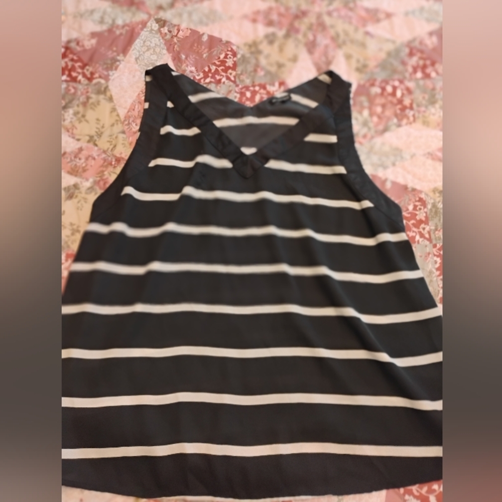 Black and White Striped Sleeveless Top
